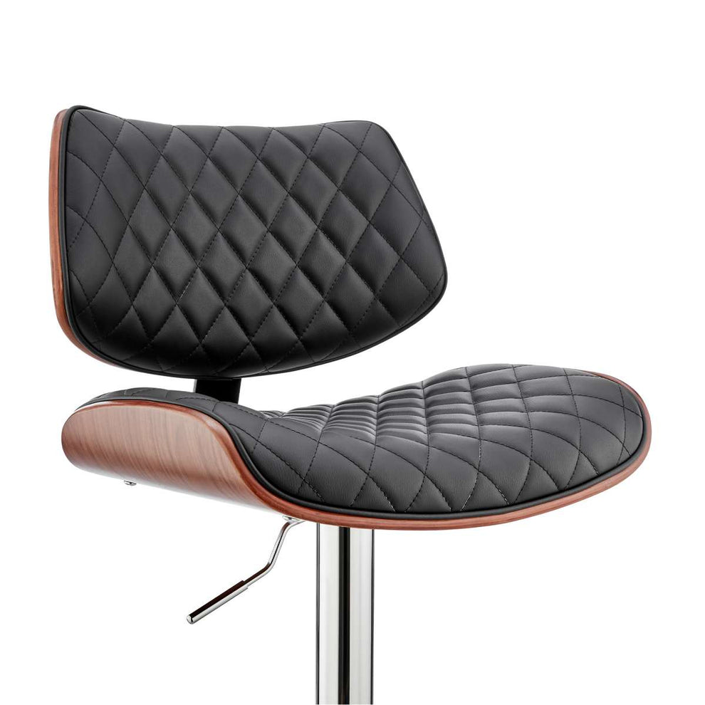 Leland Adjustable Black Faux Leather and Chrome Finish Bar Stool By Armen Living | Bar Stools | Modishstore - 6