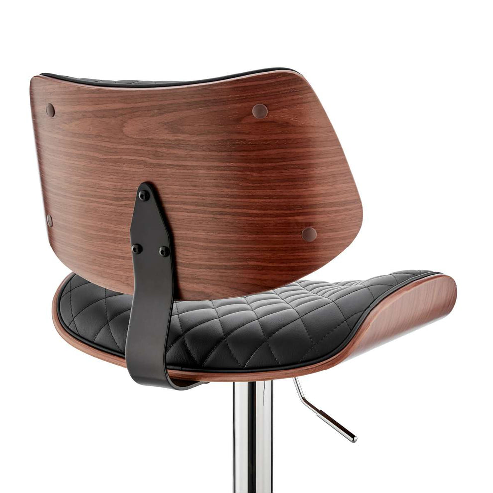 Leland Adjustable Black Faux Leather and Chrome Finish Bar Stool By Armen Living | Bar Stools | Modishstore - 7