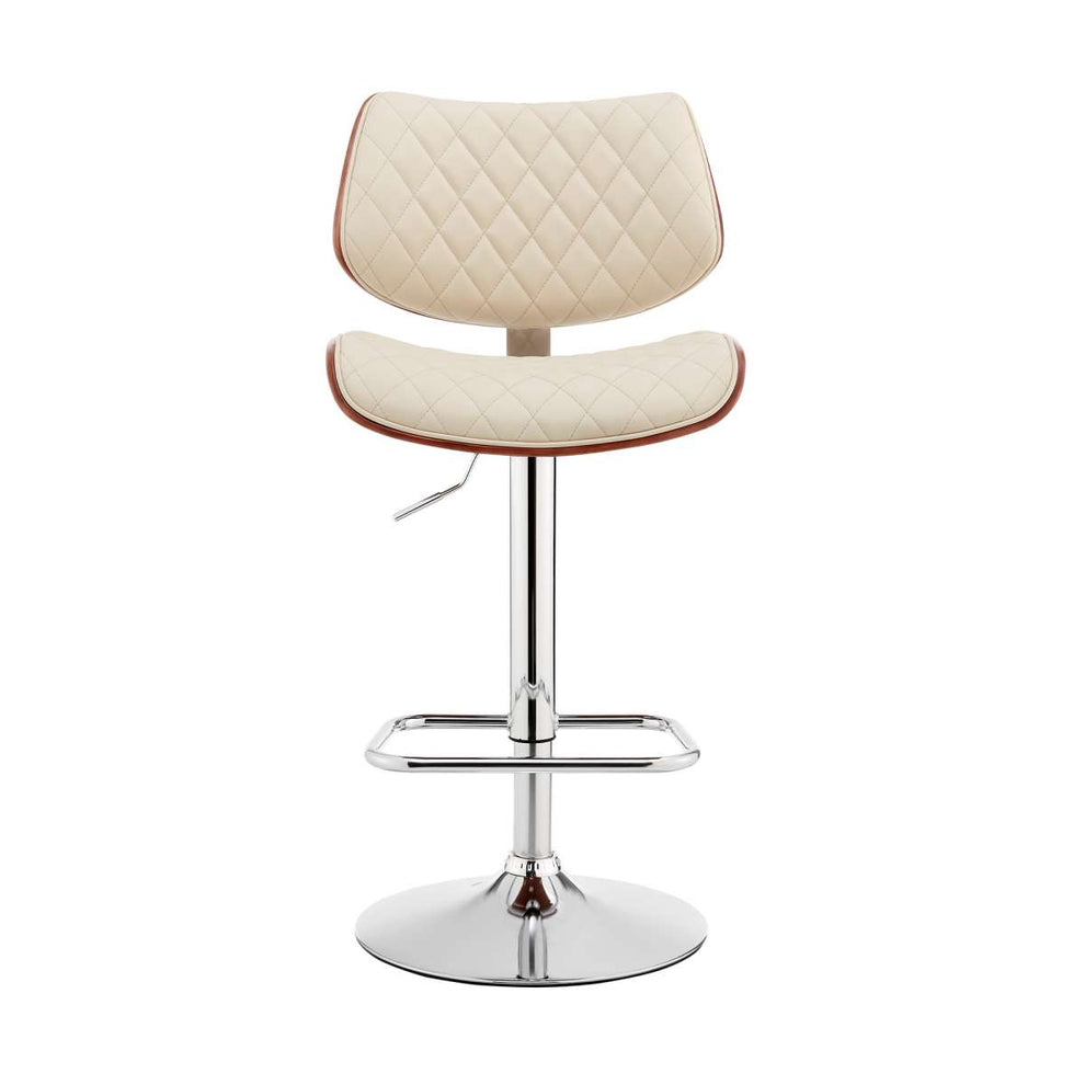 Leland Adjustable Black Faux Leather and Chrome Finish Bar Stool By Armen Living | Bar Stools | Modishstore - 11
