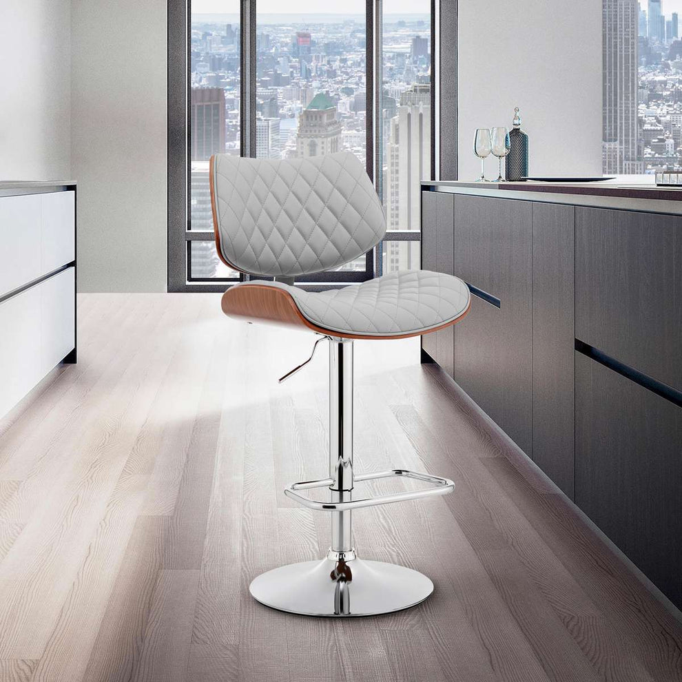Leland Adjustable Black Faux Leather and Chrome Finish Bar Stool By Armen Living | Bar Stools | Modishstore - 17