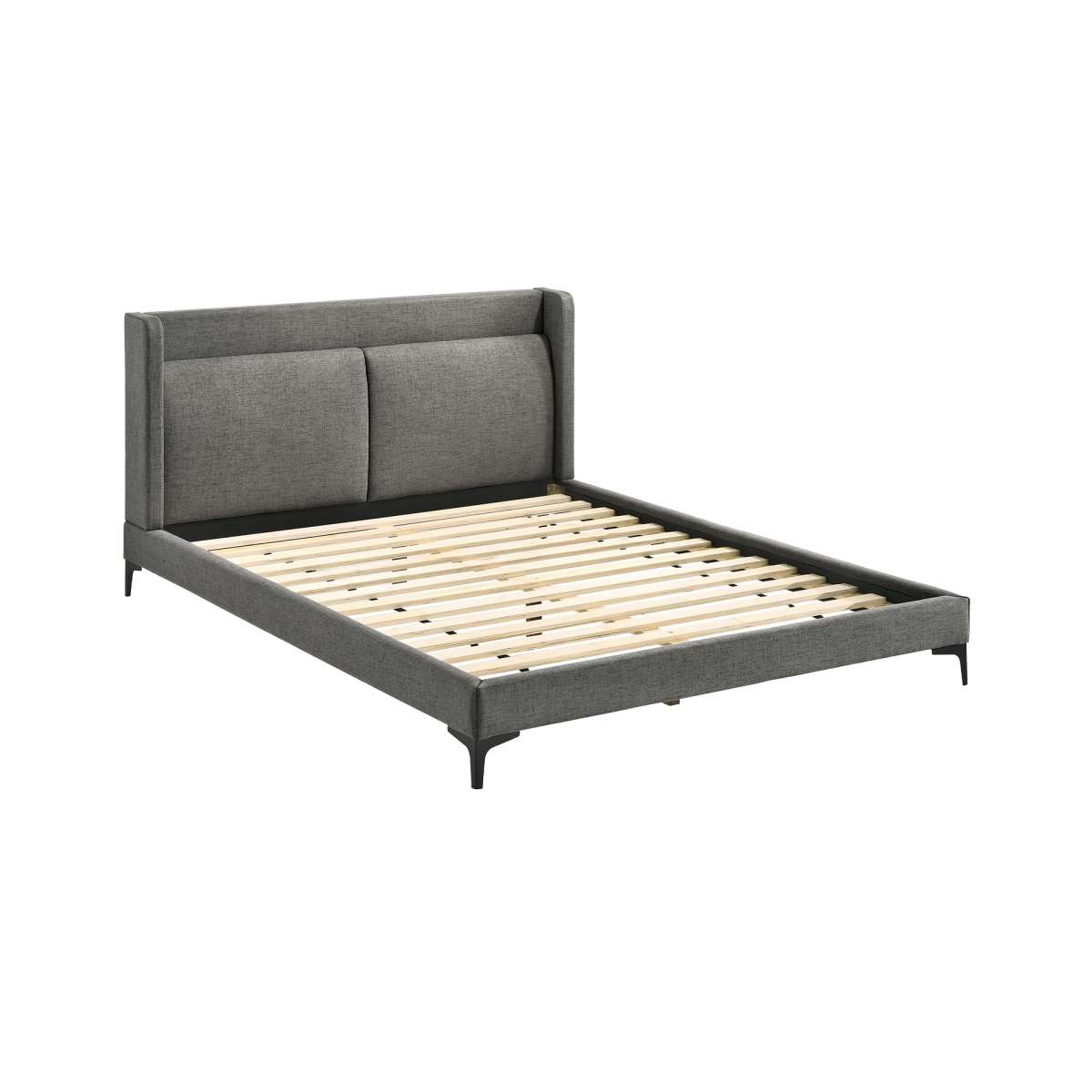 Legend Gray Fabric Queen Platform Bed with Black Metal Legs By Armen Living | Beds | Modishstore - 2