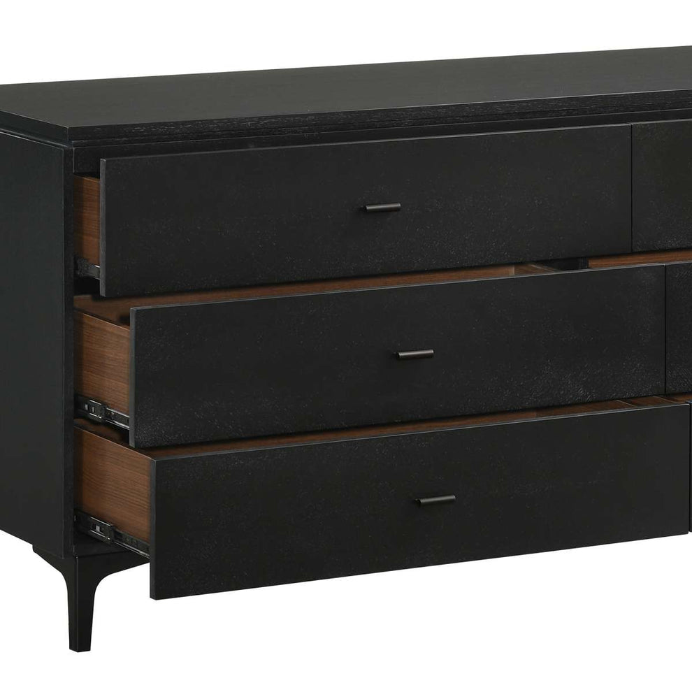Legend Black Glaze Ash Veneer 6 Drawer Dresser with Metal Legs By Armen Living | Dressers | Modishstore - 5