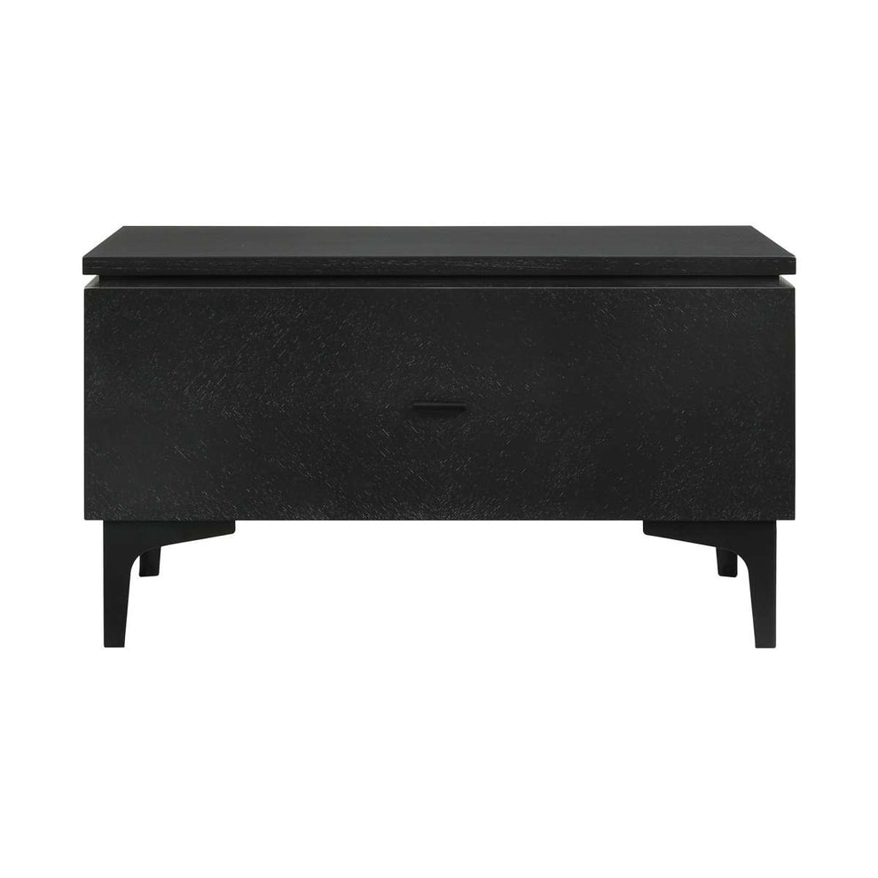 Legend Black Glaze Ash Veneer 1 Drawer Nightstand with Metal Legs By Armen Living | Nightstands | Modishstore - 2
