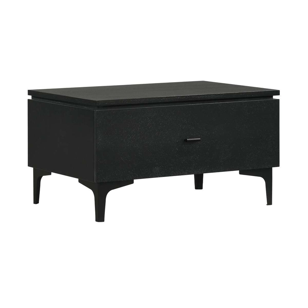 Legend Black Glaze Ash Veneer 1 Drawer Nightstand with Metal Legs By Armen Living | Nightstands | Modishstore - 3