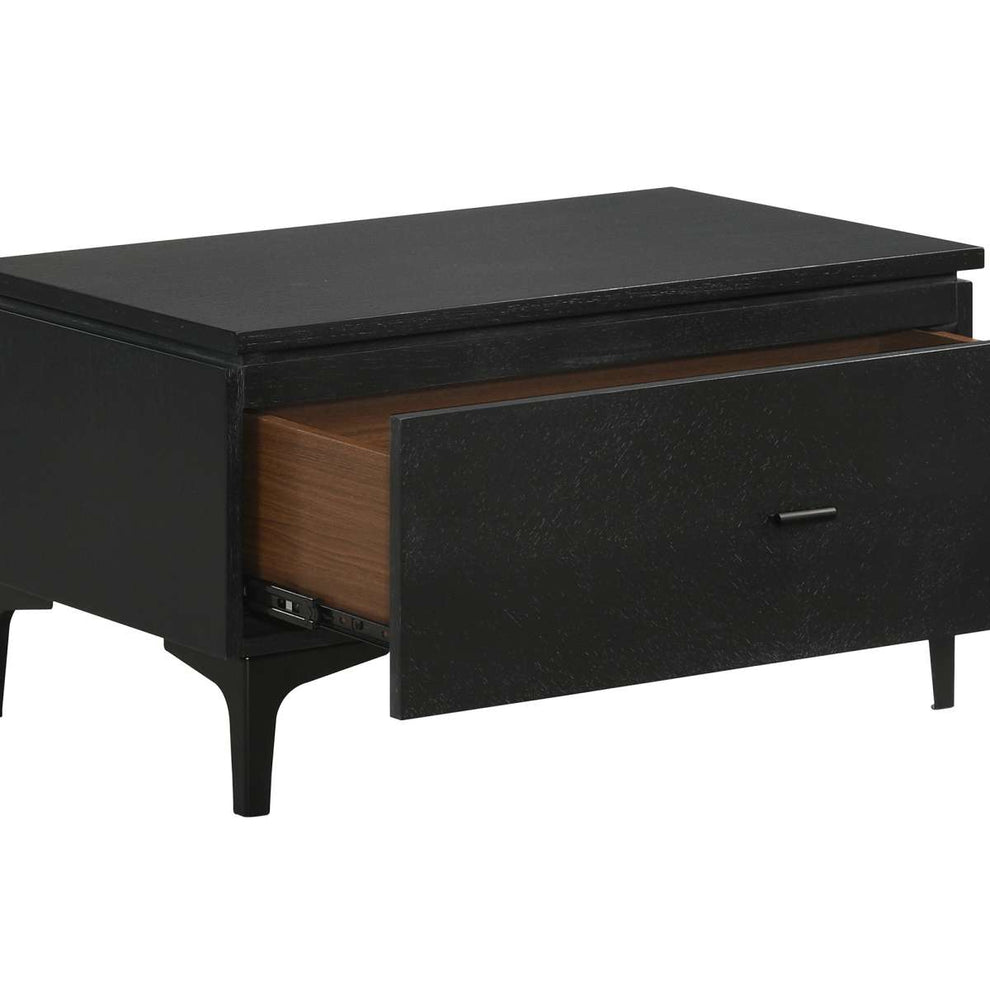 Legend Black Glaze Ash Veneer 1 Drawer Nightstand with Metal Legs By Armen Living | Nightstands | Modishstore - 5