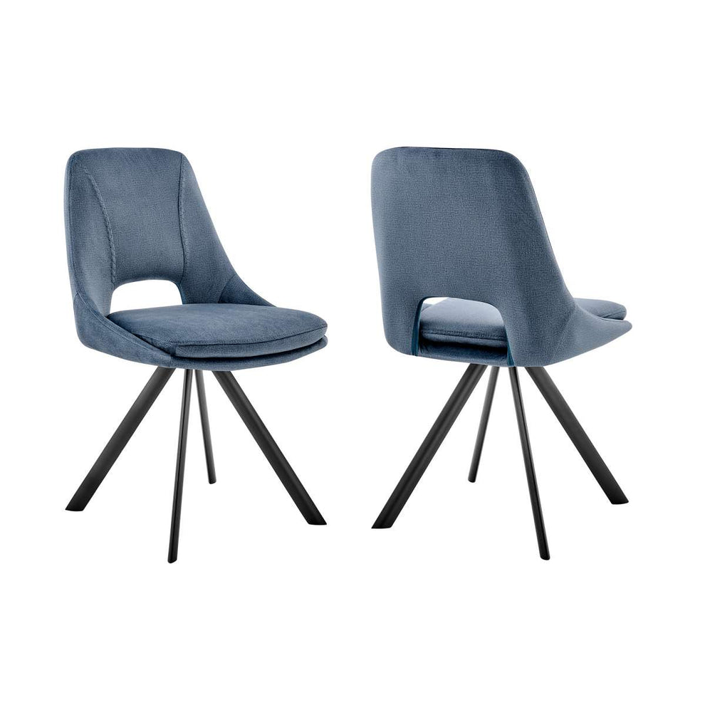Lexi Dining Room Accent Chair in Blue Velvet and Black Finish - Set of 2 By Armen Living | Dining Chairs | Modishstore