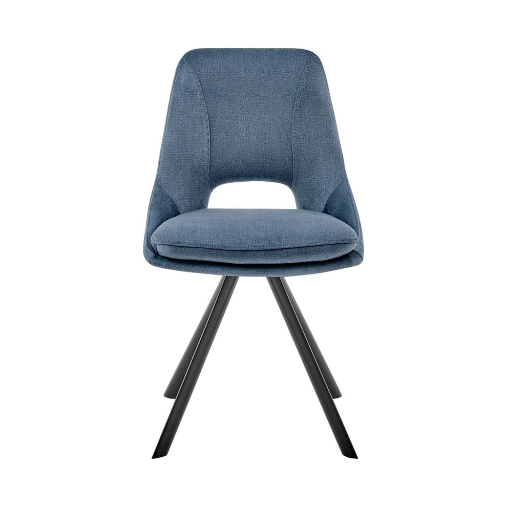 Lexi Dining Room Accent Chair in Blue Velvet and Black Finish - Set of 2 By Armen Living | Dining Chairs | Modishstore - 2