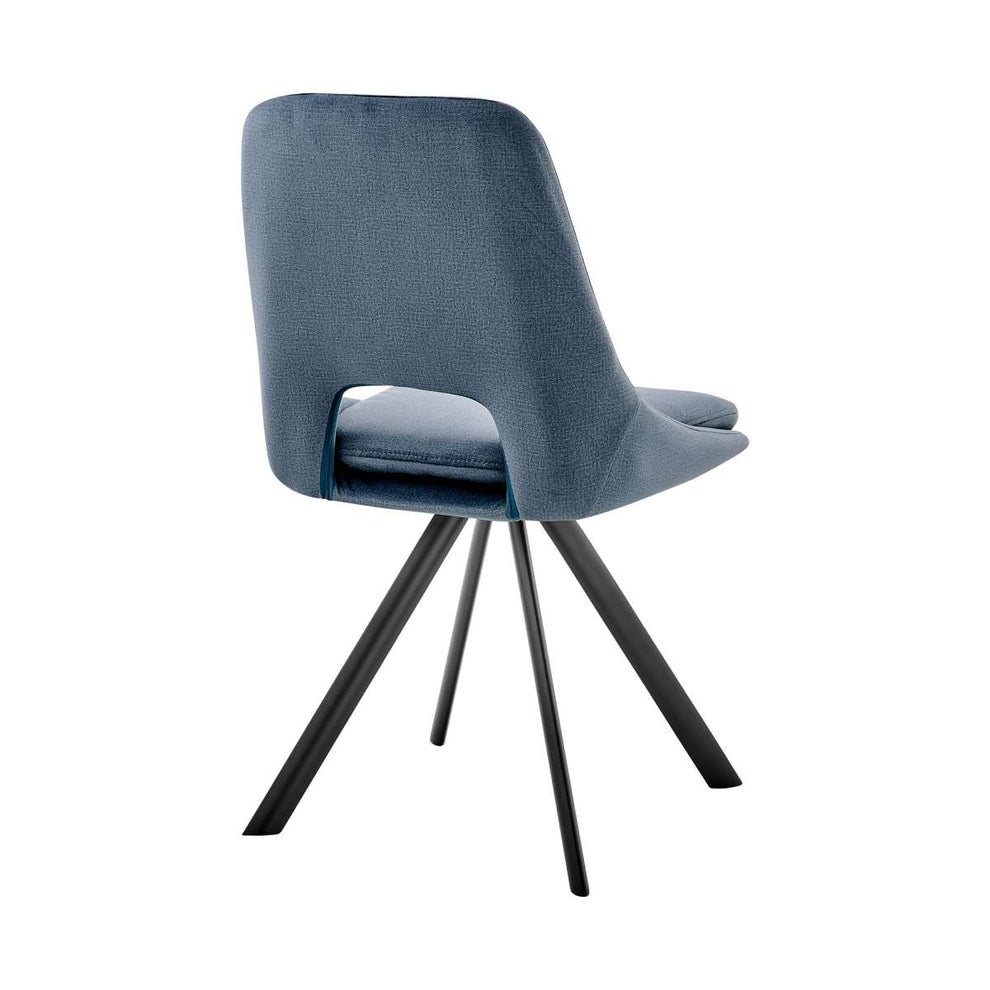 Lexi Dining Room Accent Chair in Blue Velvet and Black Finish - Set of 2 By Armen Living | Dining Chairs | Modishstore - 3