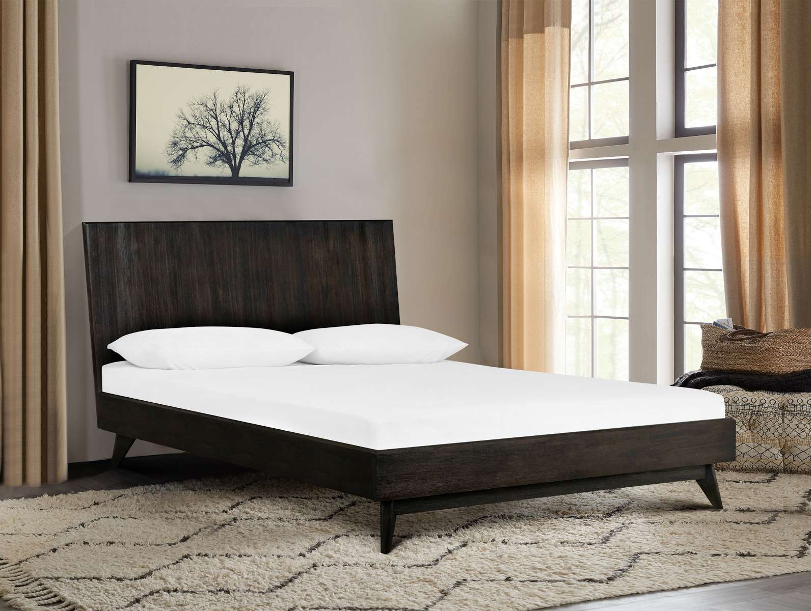 Baly Acacia Mid-Century Platform King Bed By Armen Living | Beds | Modishstore