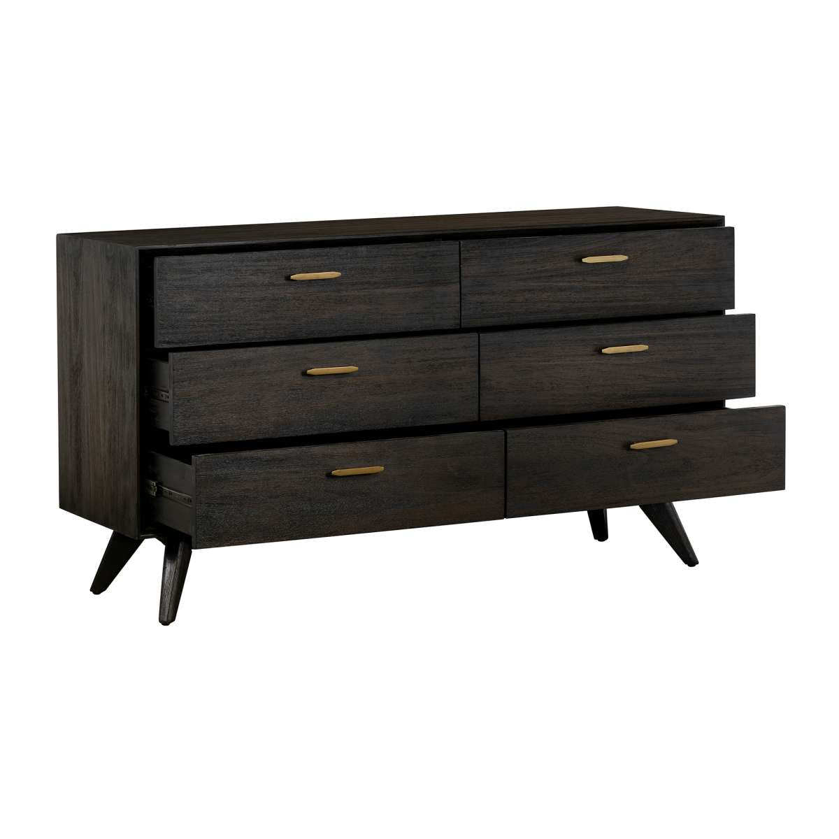 Baly Acacia Mid-Century 6 Drawer Dresser - Armen Living LCLFDRBR Baly Acacia Mid-Century 6 Drawer Dresser - Armen Living LCLFDRBR