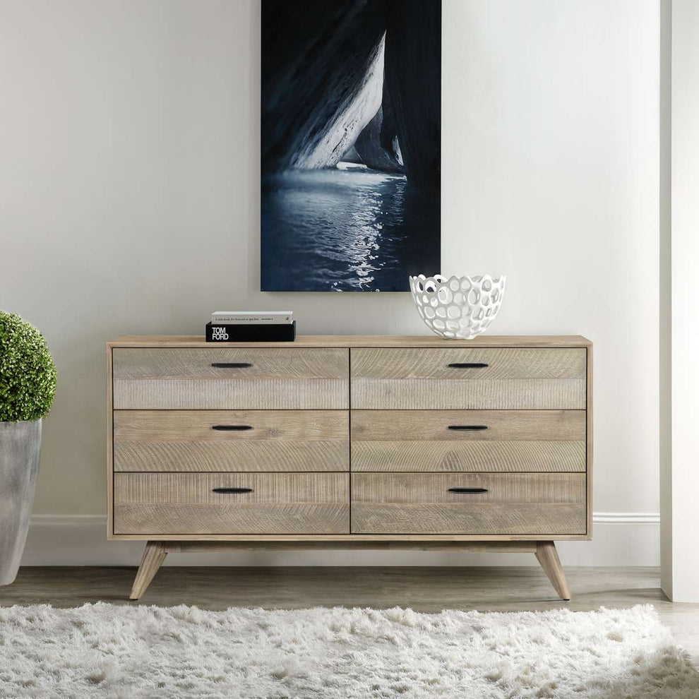 Baly Acacia Mid-Century 6 Drawer Dresser By Armen Living | Dressers |  Modishstore  - 17