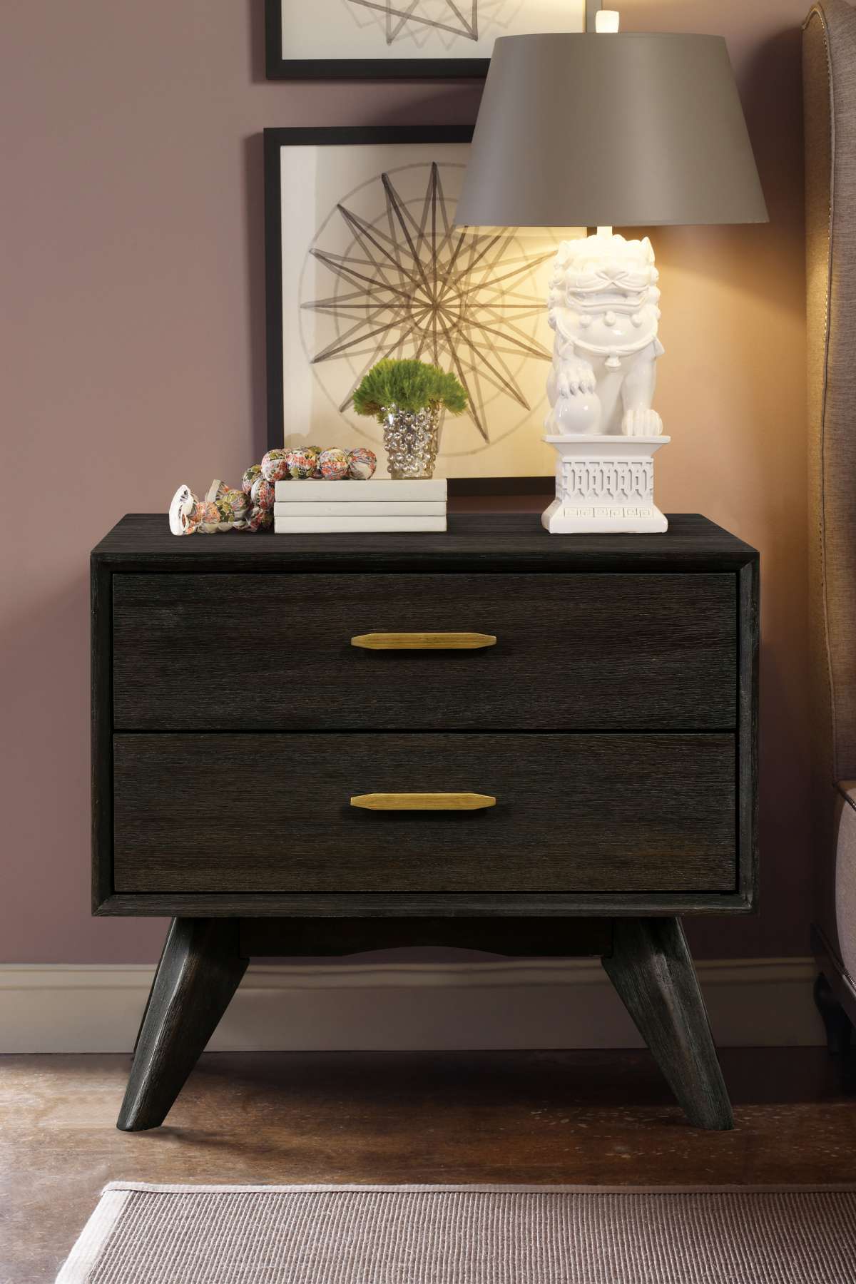 Baly Acacia Mid-Century 2 Drawer Night stand By Armen Living | Nightstands |  Modishstore  - 10