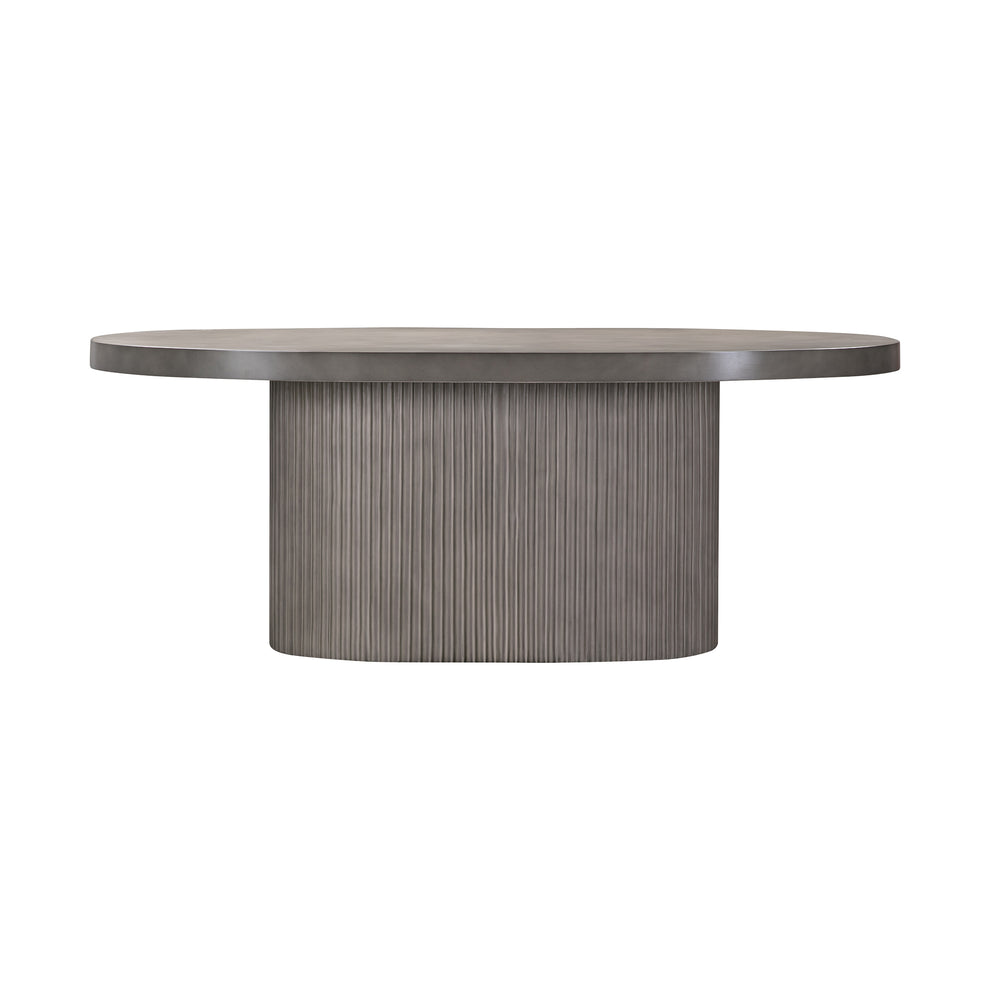 Wave Oval Dining Table in Grey Concrete By Armen Living | Dining Tables | Modishstore - 2