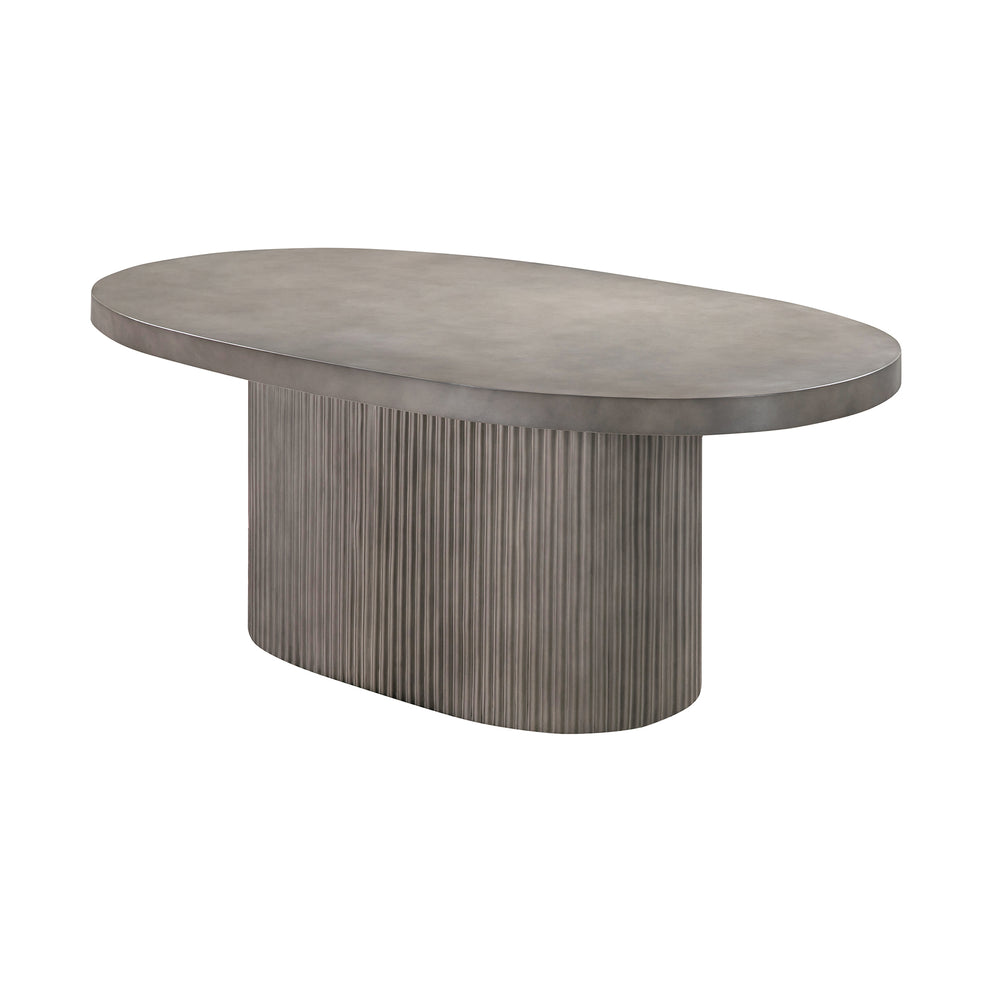 Wave Oval Dining Table in Grey Concrete By Armen Living | Dining Tables | Modishstore - 4
