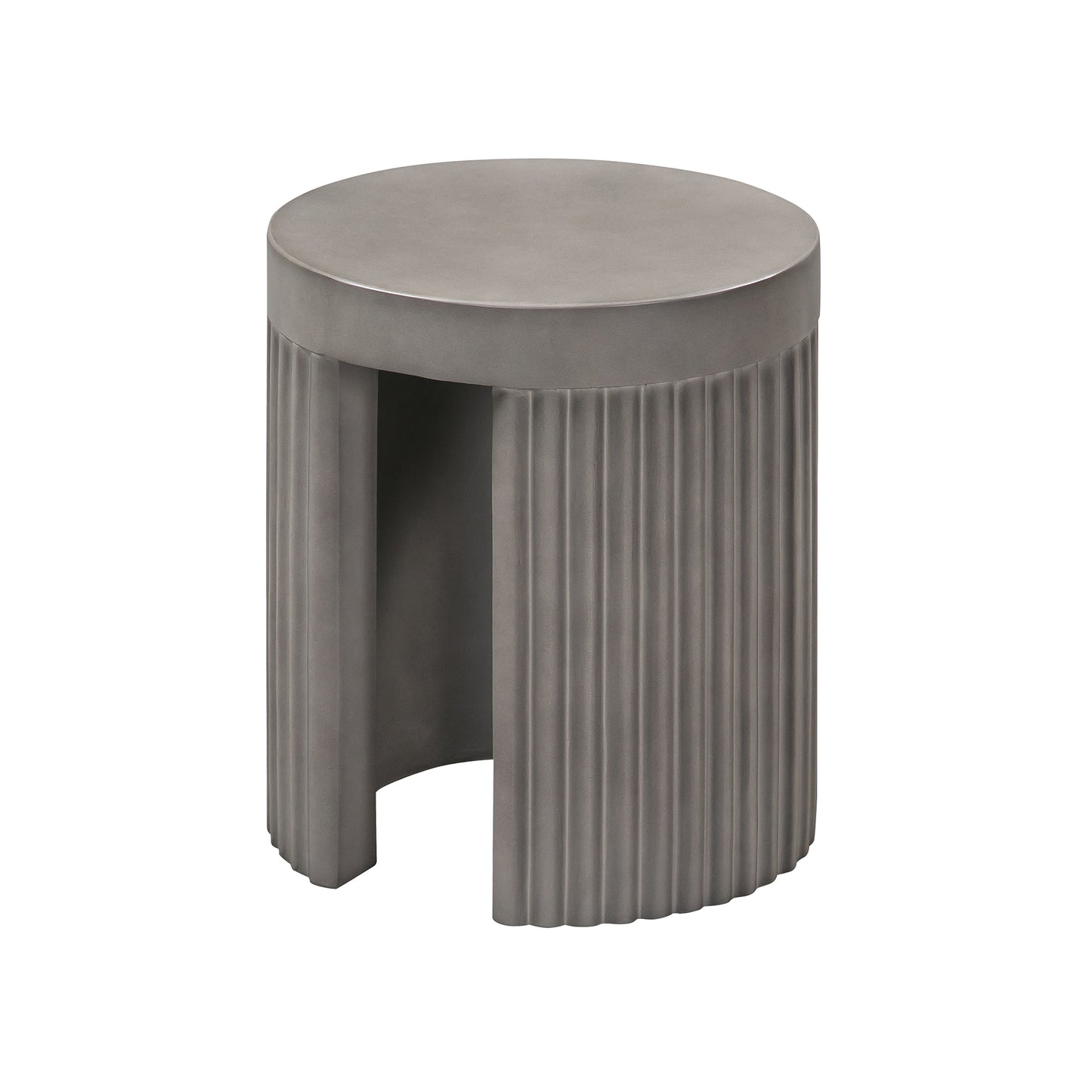 Wave Round Indoor or Outdoor Accent Stool End Table in Grey Concrete By Armen Living | End Tables | Modishstore - 2