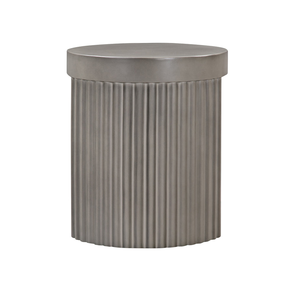 Wave Round Indoor or Outdoor Accent Stool End Table in Grey Concrete By Armen Living | End Tables | Modishstore - 4
