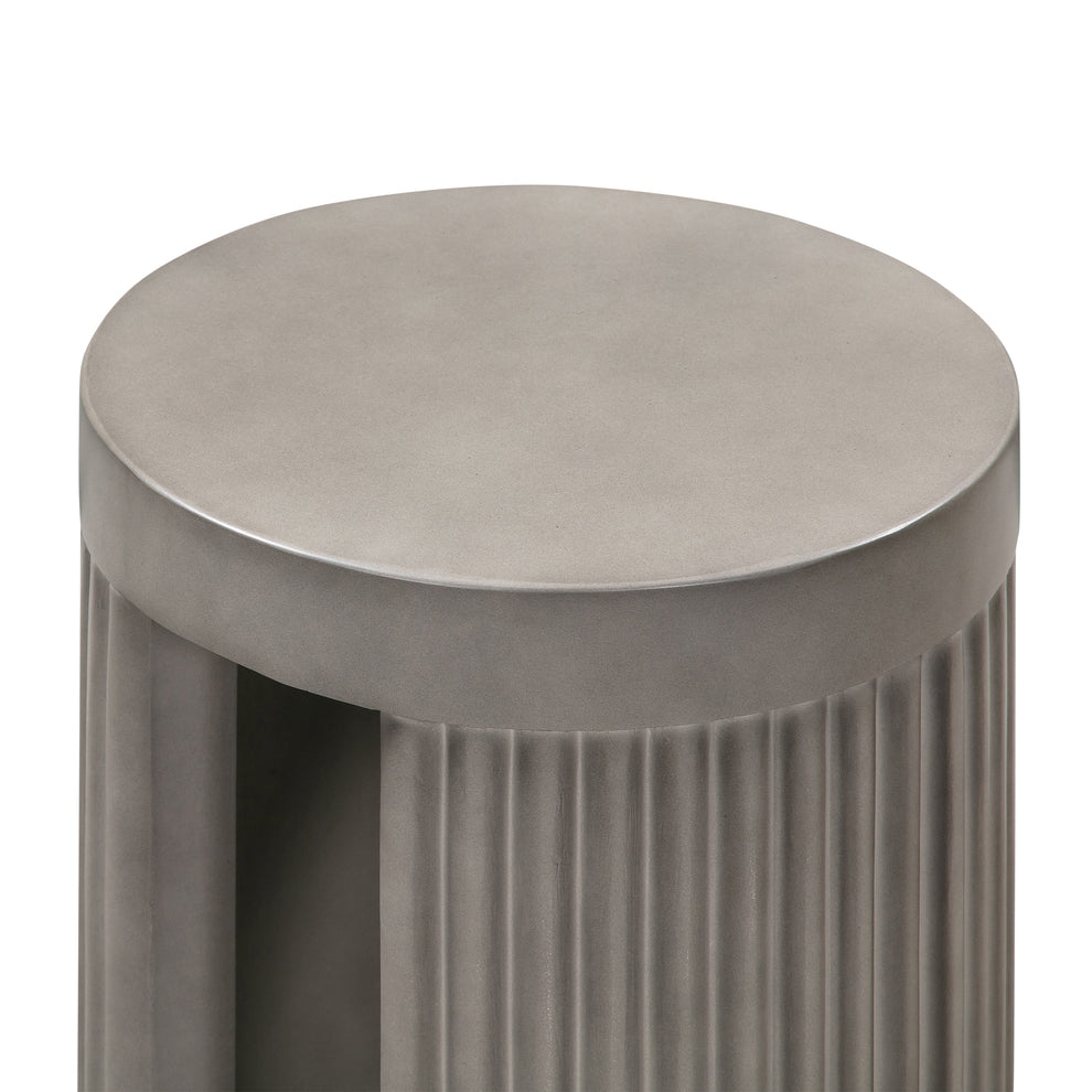 Wave Round Indoor or Outdoor Accent Stool End Table in Grey Concrete By Armen Living | End Tables | Modishstore - 6