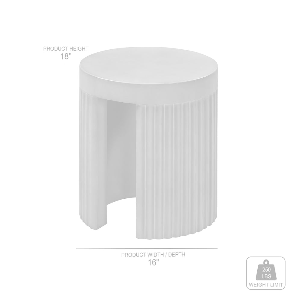Wave Round Indoor or Outdoor Accent Stool End Table in Grey Concrete By Armen Living | End Tables | Modishstore - 9