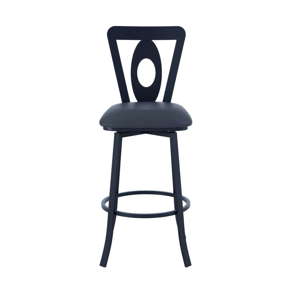 Lola Contemporary 26" Counter Height Barstool in Matte Black Finish and Gray Faux Leather By Armen Living | Bar Stools |  Modishstore  - 3