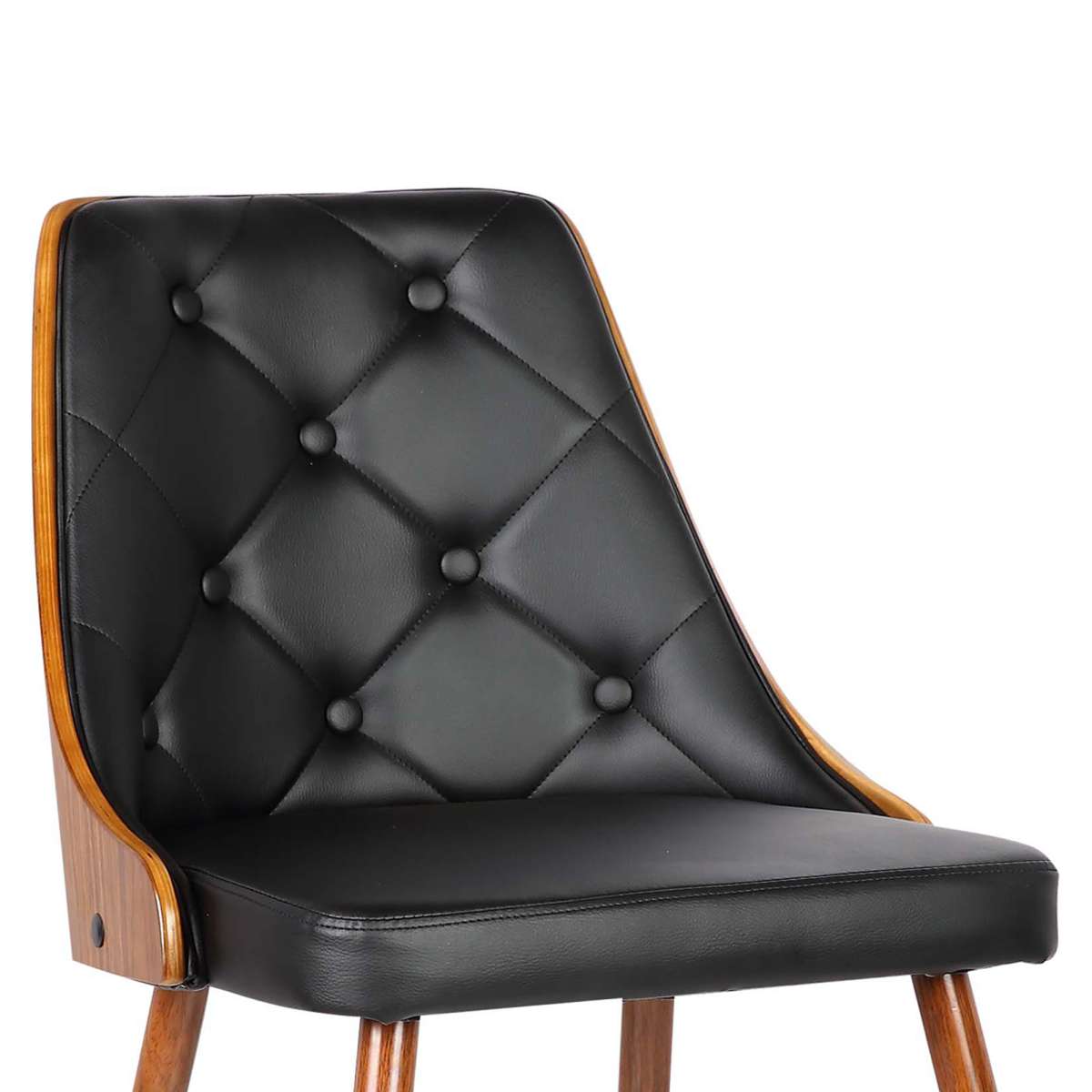 Lily Mid-Century Dining Chair in Walnut Finish and Black Faux Leather By Armen Living | Dining Chairs | Modishstore - 4