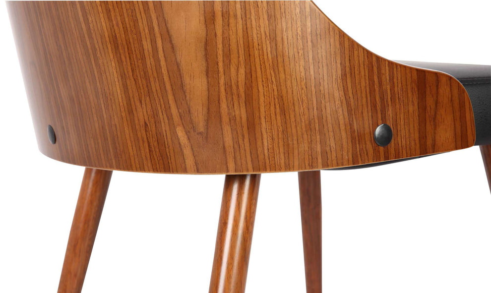 Lily Mid-Century Dining Chair in Walnut Finish and Black Faux Leather By Armen Living | Dining Chairs | Modishstore - 5