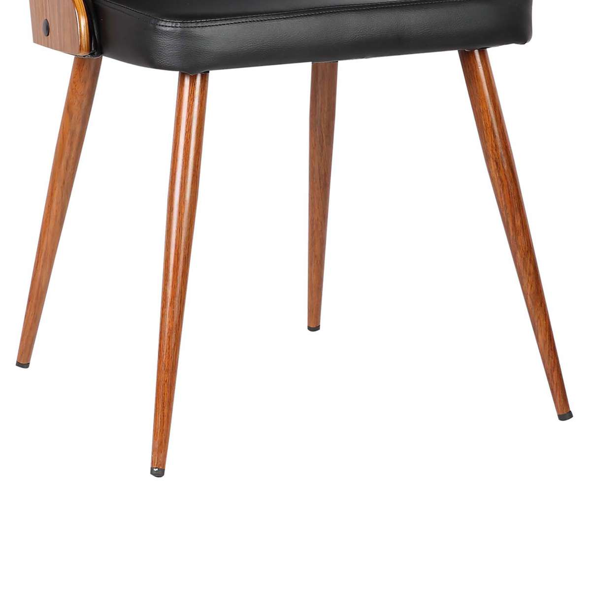 Lily Mid-Century Dining Chair in Walnut Finish and Black Faux Leather By Armen Living | Dining Chairs | Modishstore - 6