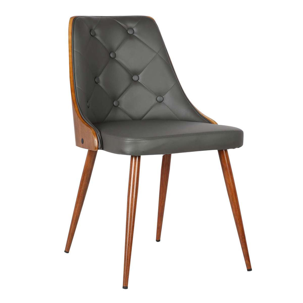 Lily Mid-Century Dining Chair in Walnut Finish and Black Faux Leather By Armen Living | Dining Chairs | Modishstore - 7
