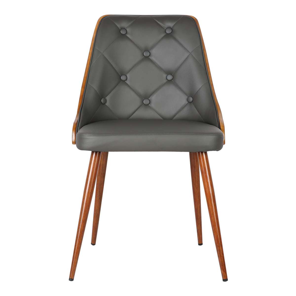 Lily Mid-Century Dining Chair in Walnut Finish and Black Faux Leather By Armen Living | Dining Chairs | Modishstore - 8