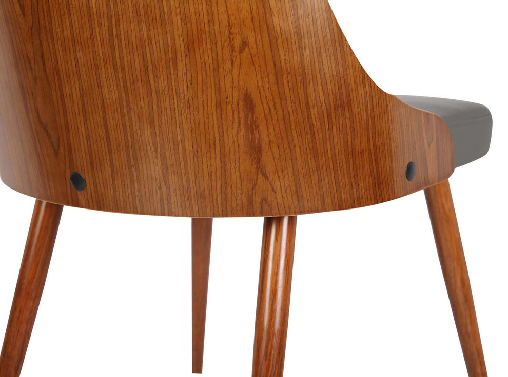 Lily Mid-Century Dining Chair in Walnut Finish and Black Faux Leather By Armen Living | Dining Chairs | Modishstore - 11