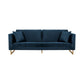 Lenox Blue Velvet Modern Sofa with Brass Legs By Armen Living | Sofas | Modishstore - 2