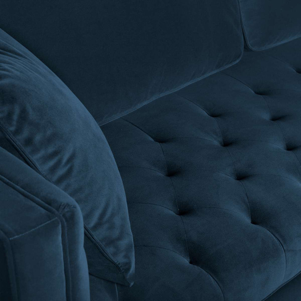 Lenox Blue Velvet Modern Sofa with Brass Legs By Armen Living | Sofas | Modishstore - 6