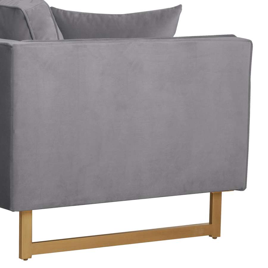 Lenox Blue Velvet Modern Sofa with Brass Legs By Armen Living | Sofas | Modishstore - 10