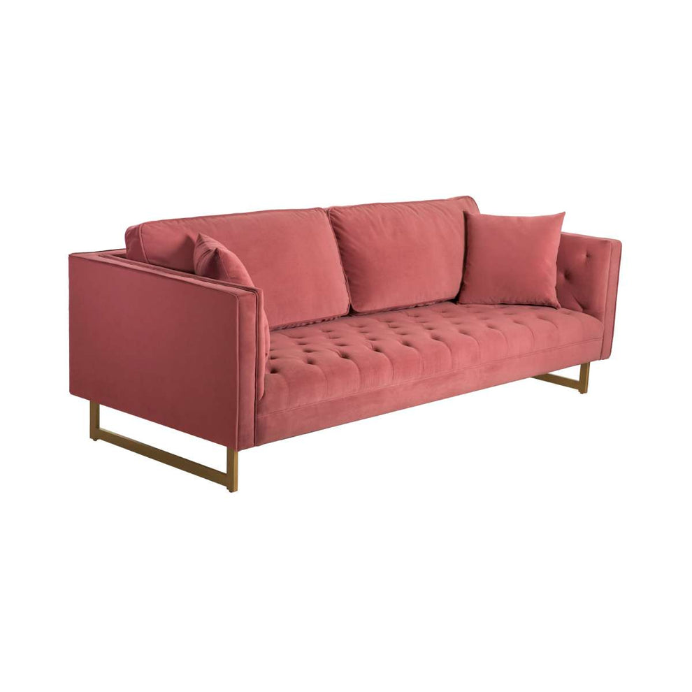 Lenox Blue Velvet Modern Sofa with Brass Legs By Armen Living | Sofas | Modishstore - 15