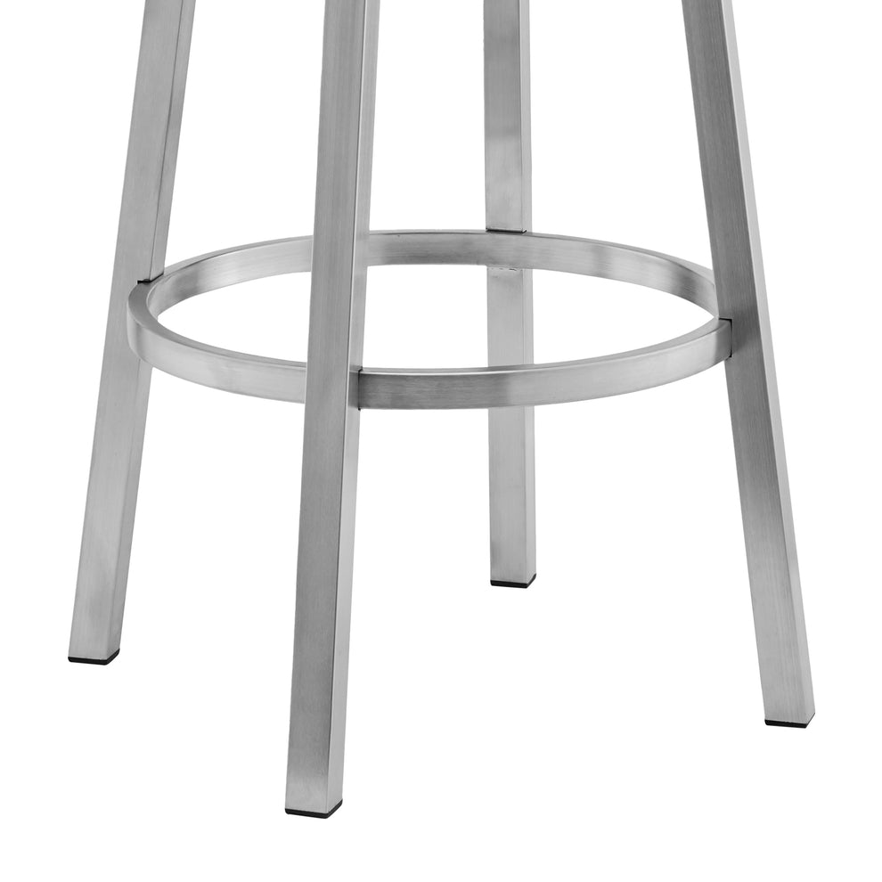 Lorin 26" Black Faux Leather and Brushed Stainless Steel Swivel Bar Stool By Armen Living | Bar Stools | Modishstore - 7