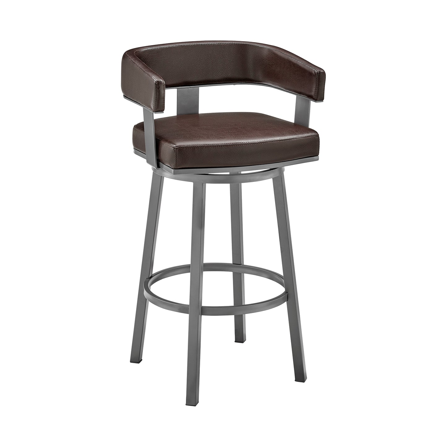 Lorin 26" Counter Height Swivel Bar Stool in Java Brown Finish and Chocolate Faux Leather By Armen Living | Bar Stools | Modishstore - 2