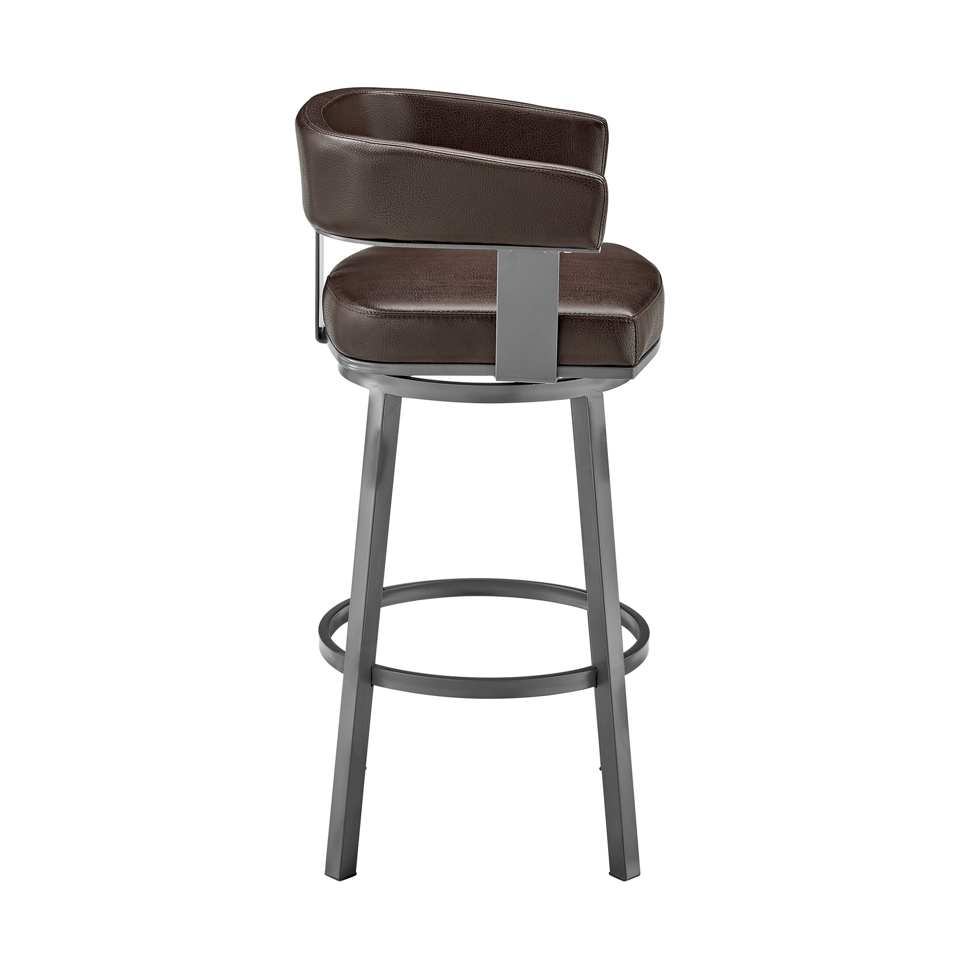 Lorin 26" Counter Height Swivel Bar Stool in Java Brown Finish and Chocolate Faux Leather By Armen Living | Bar Stools | Modishstore - 4