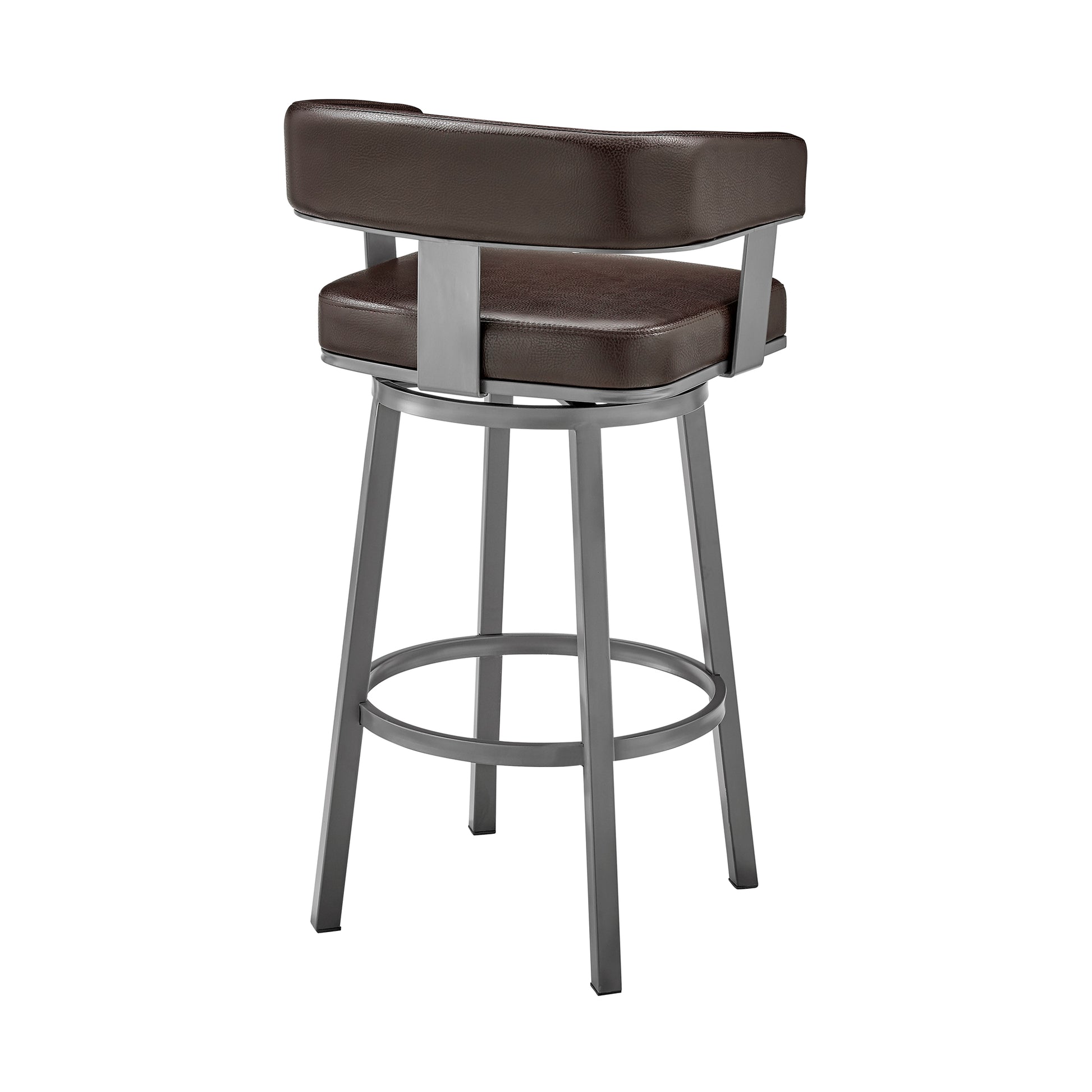 Lorin 26" Counter Height Swivel Bar Stool in Java Brown Finish and Chocolate Faux Leather By Armen Living | Bar Stools | Modishstore - 5
