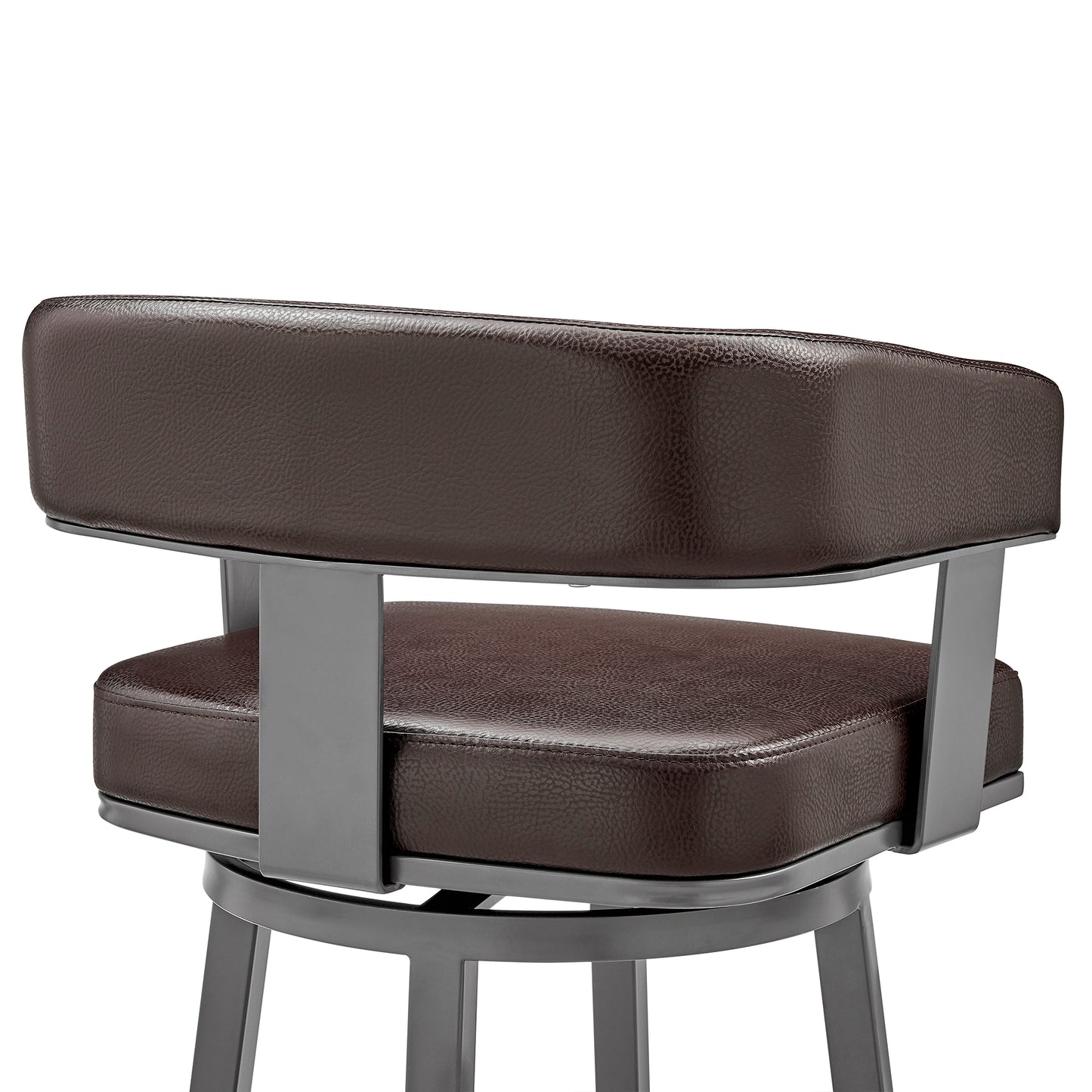 Lorin 26" Counter Height Swivel Bar Stool in Java Brown Finish and Chocolate Faux Leather By Armen Living | Bar Stools | Modishstore - 9