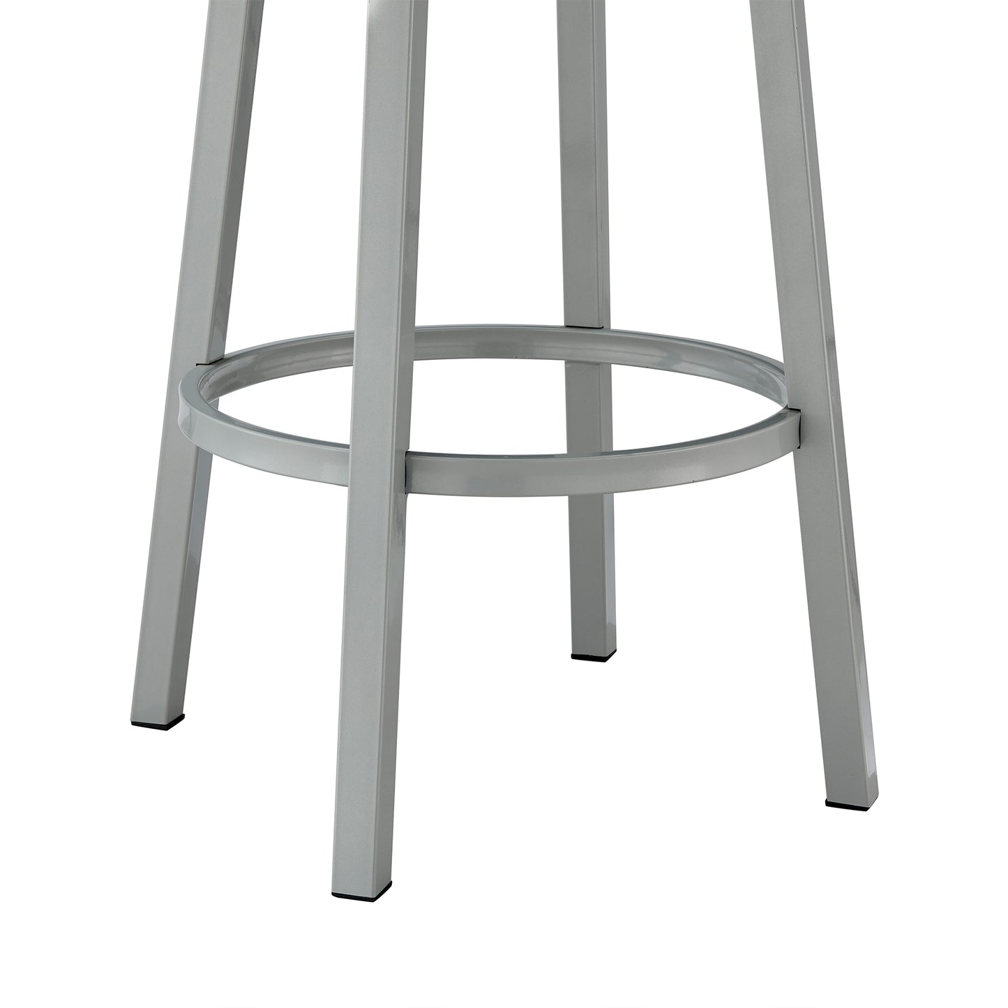Lorin 30" Bar Height Swivel Bar Stool in Silver Finish with White Faux Leather By Armen Living | Bar Stools | Modishstore - 8