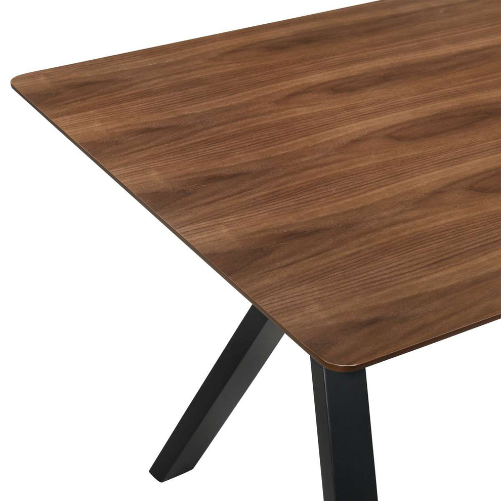 Laredo 63" Mid-Century Modern Walnut Wood Dining Table with Black Legs By Armen Living | Dining Tables | Modishstore - 5
