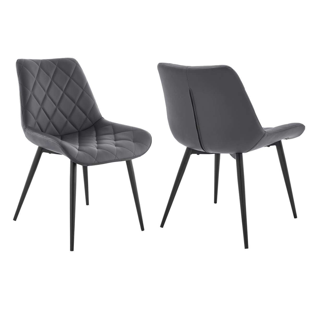 Loralie Black Faux Leather and Black Metal Dining Chairs - Set of 2 By Armen Living | Dining Chairs | Modishstore - 5