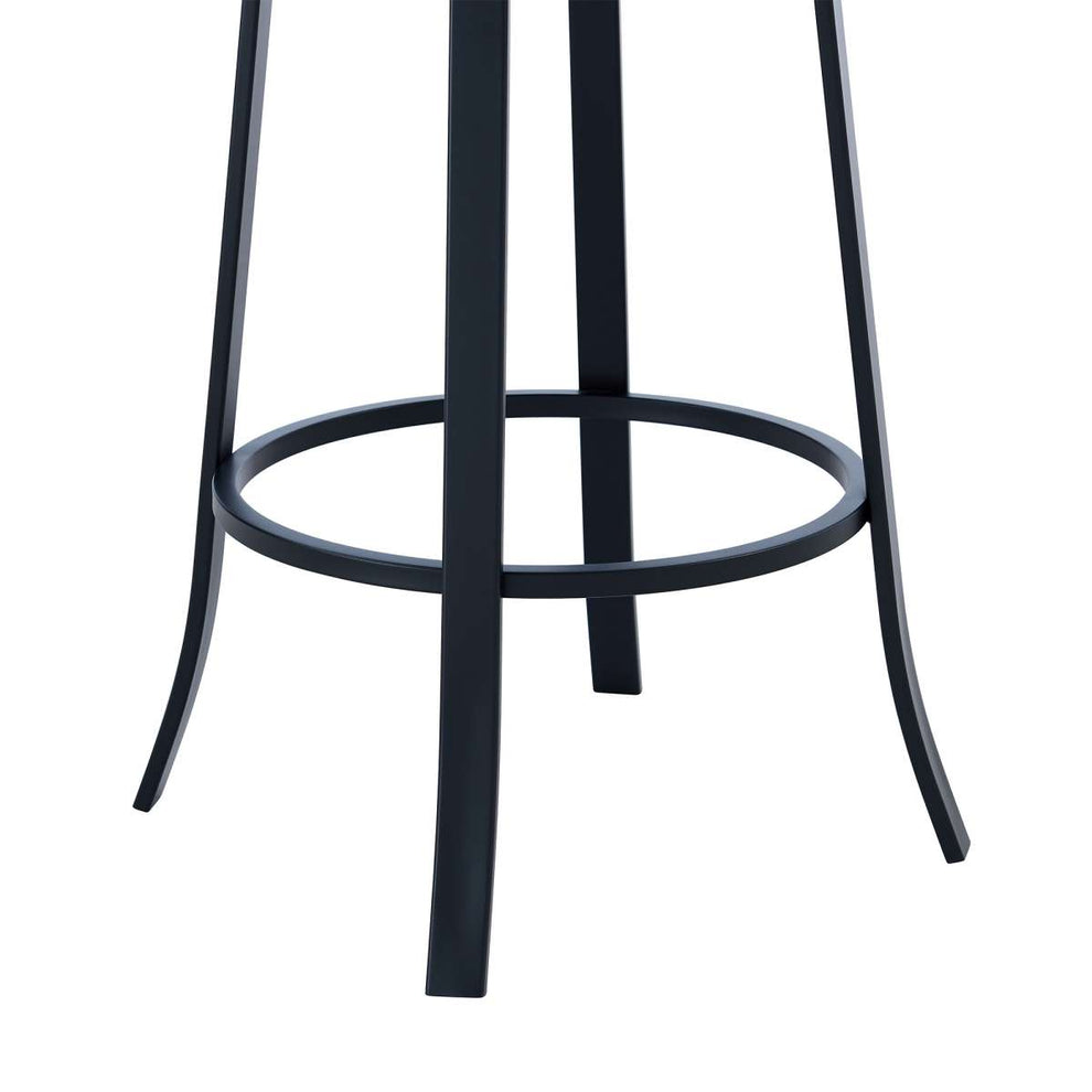 Lotus Contemporary 30" Bar Height Barstool in Matte Black Finish and Gray Faux Leather By Armen Living | Bar Stools | Modishstore - 6