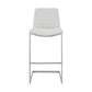 Lucas Contemporary 30" Bar Height Barstool in Brushed Stainless Steel Finish and White Faux Leather By Armen Living | Bar Stools |  Modishstore  - 3
