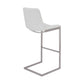 Lucas Contemporary 30" Bar Height Barstool in Brushed Stainless Steel Finish and White Faux Leather By Armen Living | Bar Stools |  Modishstore  - 4
