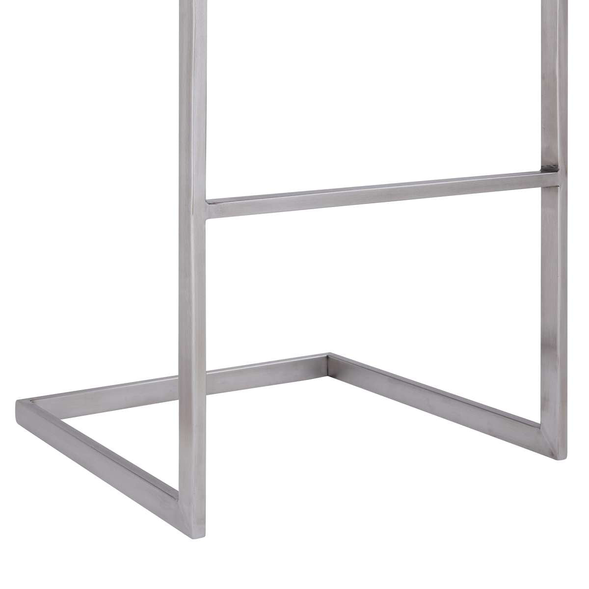 Lucas Contemporary 30" Bar Height Barstool in Brushed Stainless Steel Finish and White Faux Leather By Armen Living | Bar Stools |  Modishstore  - 8