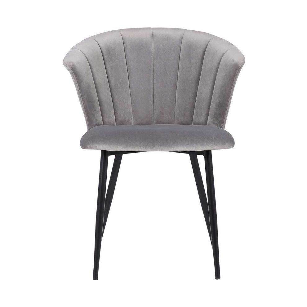 Lulu Contemporary Dining Chair in Black Powder Coated Finish and Gray Velvet By Armen Living | Dining Chairs | Modishstore - 2