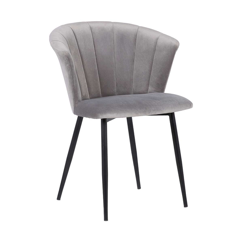 Lulu Contemporary Dining Chair in Black Powder Coated Finish and Gray Velvet By Armen Living | Dining Chairs | Modishstore