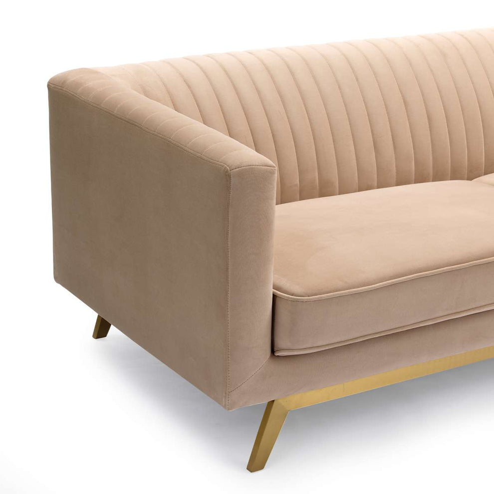 Liv Modern Beige Velvet Sofa By Armen Living | Sofas | Modishstore - 4