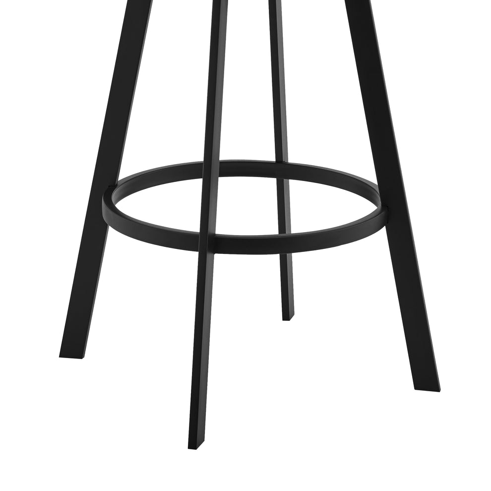 Livingston 30" Gray Faux Leather and Black Metal Swivel Bar Stool By Armen Living | Bar Stools | Modishstore - 7