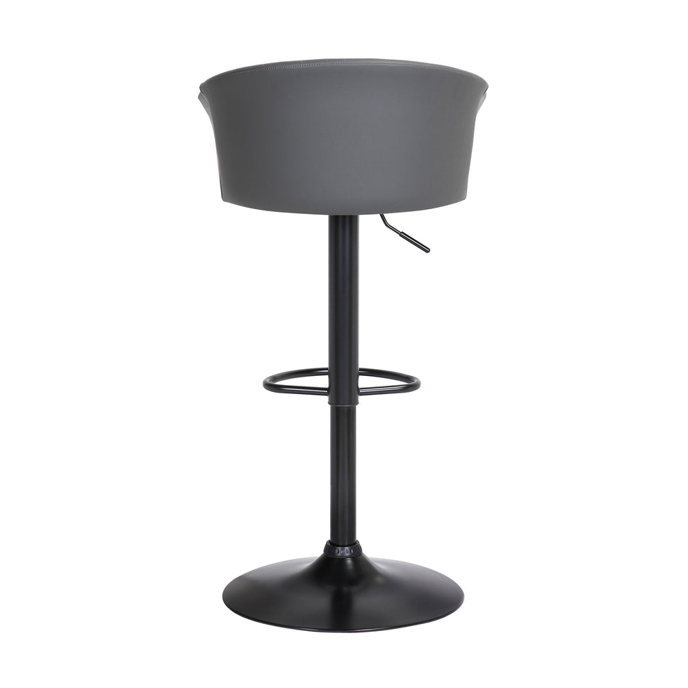 Lydia Adjustable Black Wood Bar Stool in Grey Faux Leather with Black Metal By Armen Living | Bar Stools | Modishstore - 6